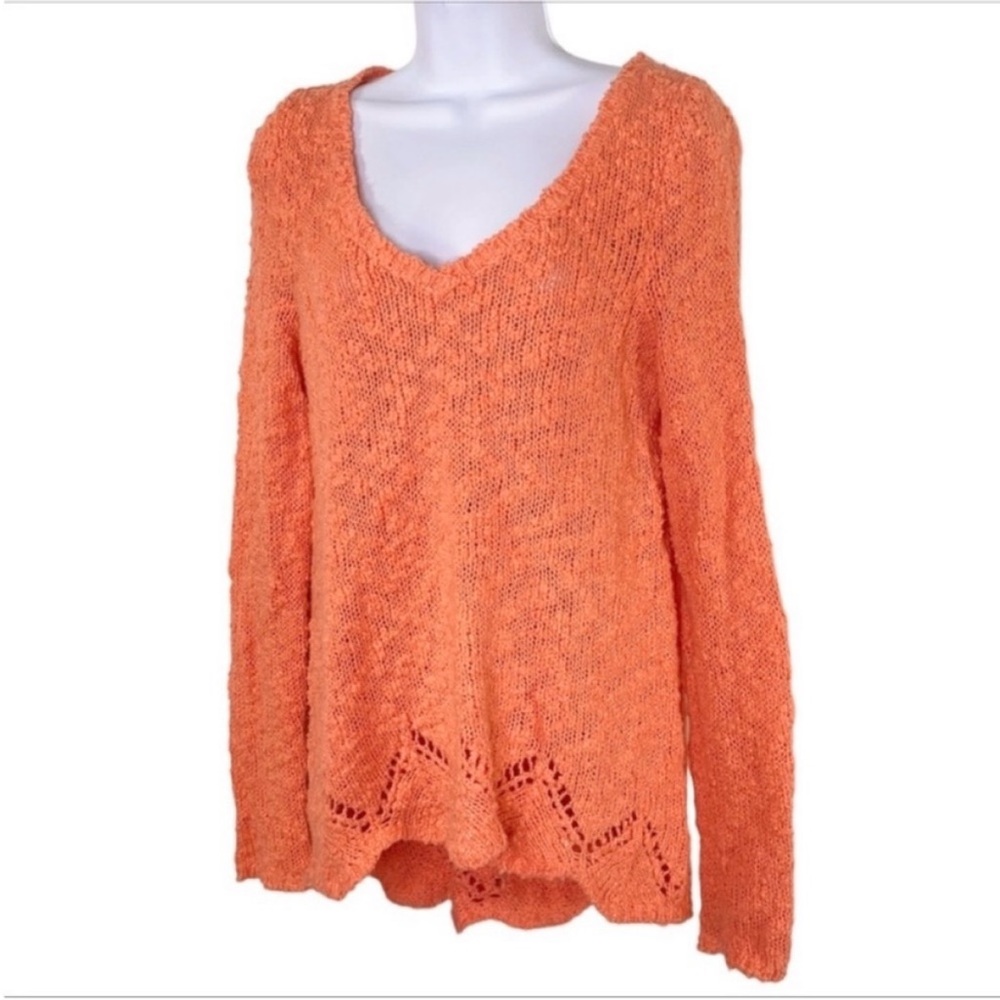 YELLOW BIRD V-neck textured sweater XS orange - Picture 3 of 6